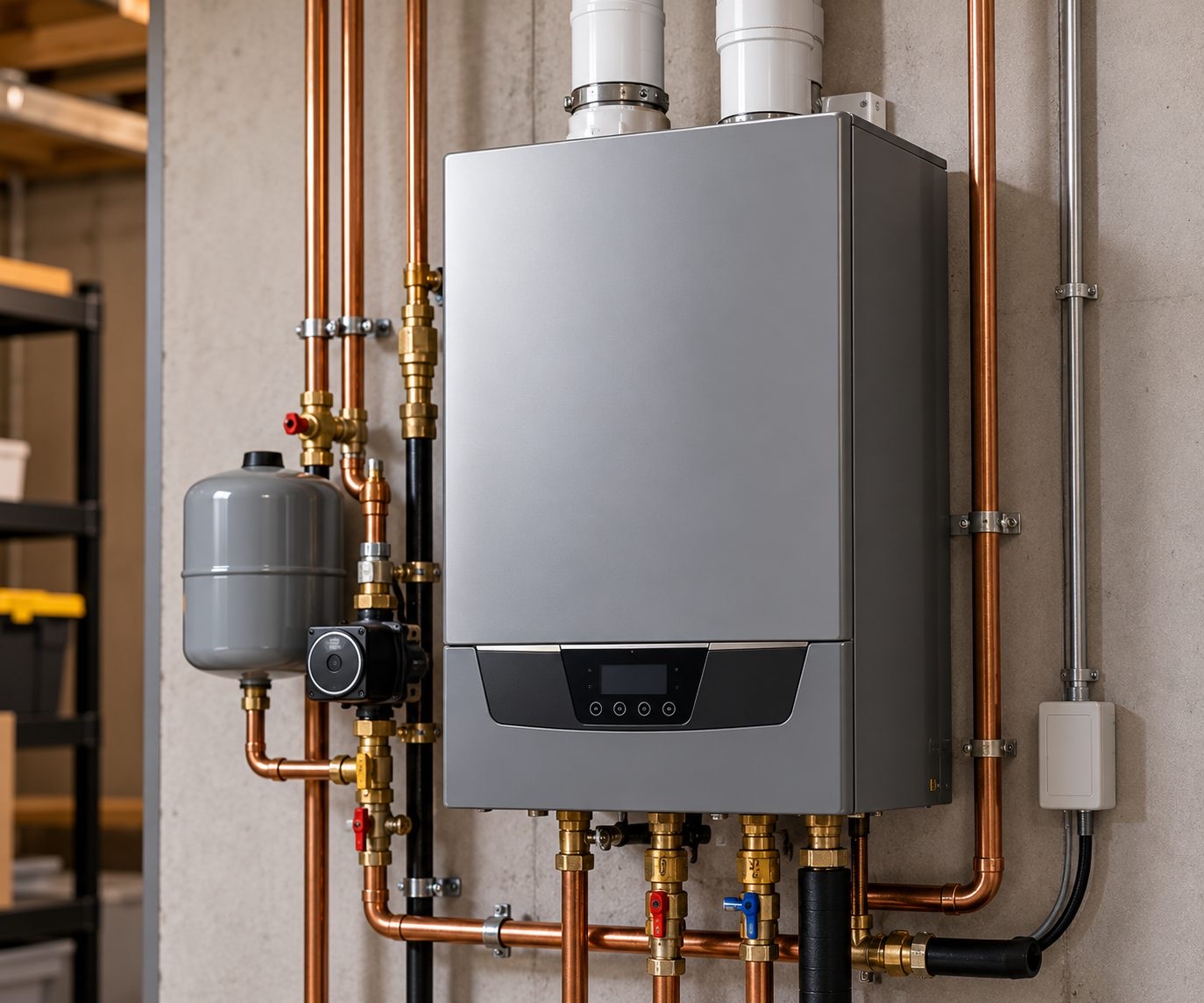 A modern wall-mounted boiler